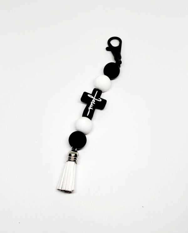 Black and White Cross Keychain