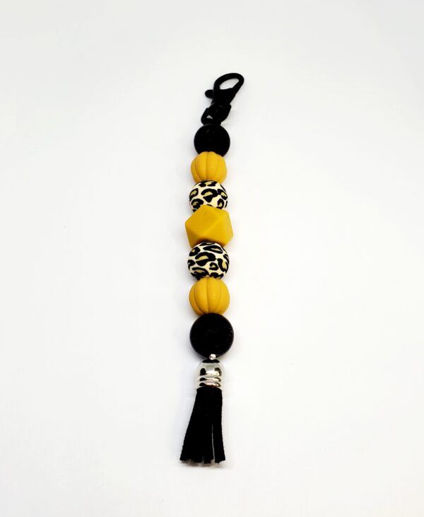 Yellow, Leopard and Black Keychain