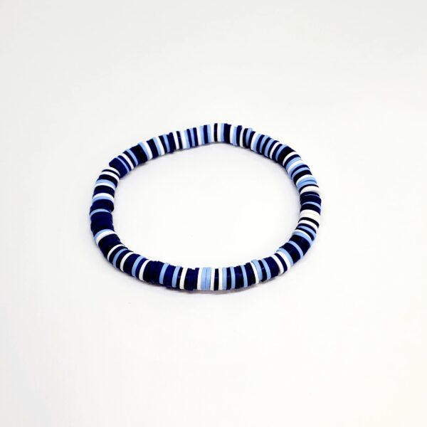 Beautiful Blue Initial Heishi Bead Bracelet Stack - Image 4