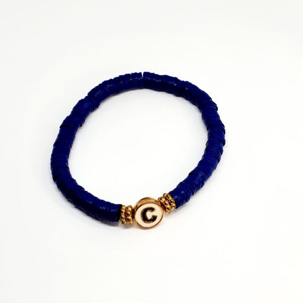 Beautiful Blue Initial Heishi Bead Bracelet Stack - Image 5