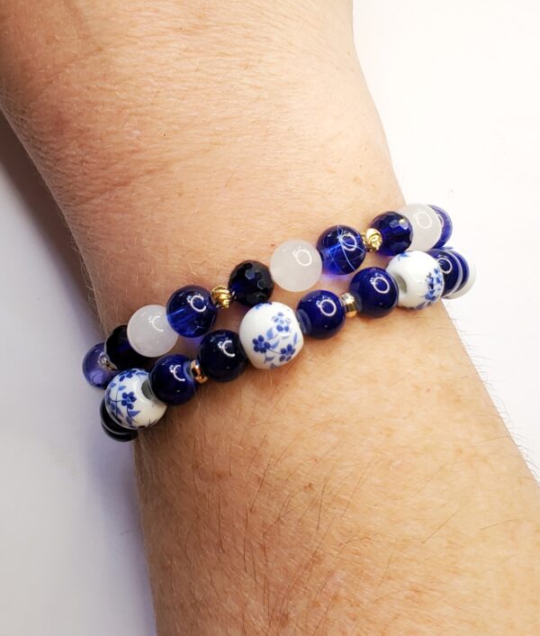 Navy Floral Bracelet Set - Image 3