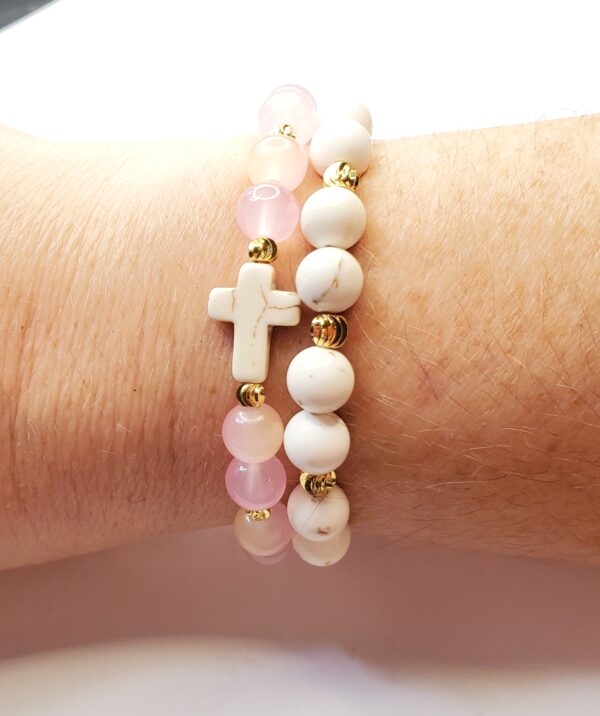 Pink with White Turquoise Bracelet Set