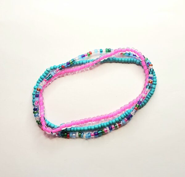 Turquoise and Pink Anklet Stack