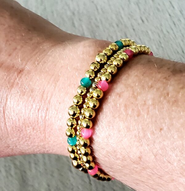 18K Gold Filled Bead Bracelets - Image 4